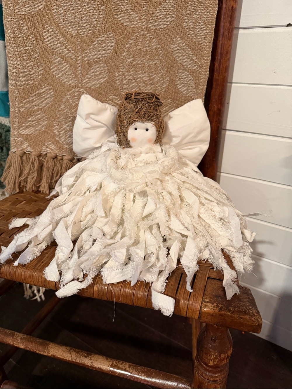 Vintage White Fabric Angel Rag Doll